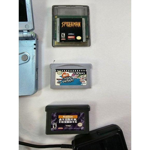 Nintendo Game Boy Advance SP Pearl Blue Bundle W/ 7 Games & Charger - Picture 3 of 10